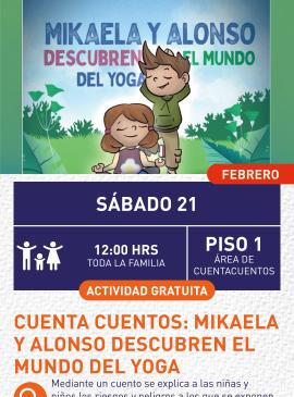 Cartel informativo mostrando el dibujo de dos personas realizando yoga