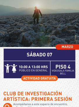 Cartel informativo mostrando un hombre caminando entre lo que parecen ser piedras