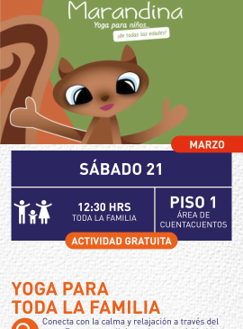 Cartel informativo mostrando el dibujo de una ardilla, personaje de un cuento infantil