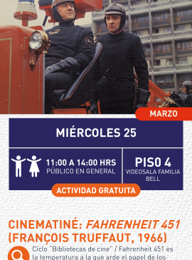 Cartel informativo mostrando a dos personas vestidas de bomberos, ambos actores de la pelicula