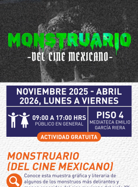 Cartel informativo mostrando un titulo con letras verdes "grotescas"