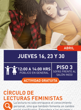 Cartel informativo mostrando a dos personas dentro de lo que parece ser una casa de campaña leyendo un libro.