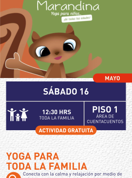 Cartel informativo mostrando el dibujo de una ardilla, personaje de un cuento infantil