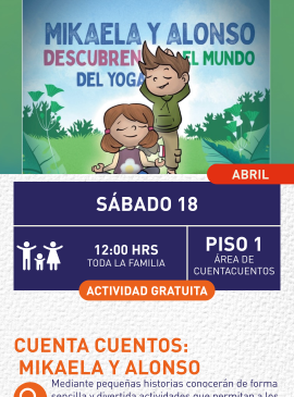 Cartel informativo mostrando un dibujo de dos niños los cuales son los protagonistas del cuento