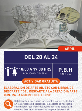 Cartel informativo mostrando un libro 