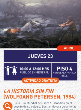 Cartel informativo mostrando a una persona tratando de sacar del barro a un caballo.