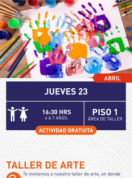 Cartel informativo mostrando una pintura llena con manos de colores