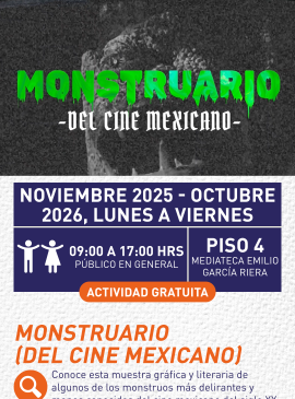 Cartel informativo mostrando el titulo del evento con estilo terrorífico 