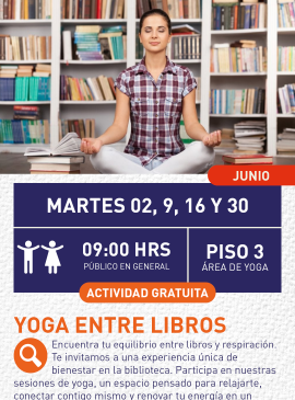 Cartel informativo mostrando una persona haciendo ejercicios de yoga