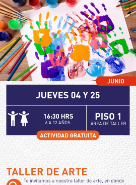 Cartel informativo mostrando una pintura llena con manos de colores