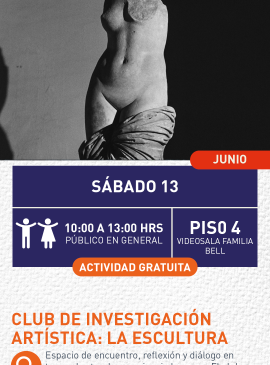 Cartel informativo mostrando el dorso de una escultura de piedra