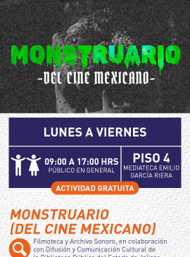 Cartel informativo mostrando el titulo del evento con estilo terrorífico 