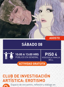 Cartel informativo mostrando dos cabezas dibujadas con colores fríos, estas haciendo diferentes expresiones faciales