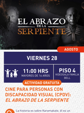Cartel informativo mostrando el cartel de la película con dos personas en un fondo oscuro