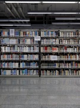 mostrando una estantería de libros