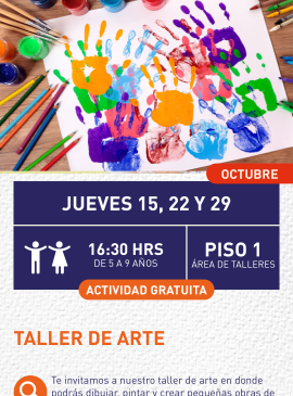 Cartel informativo mostrando un dibujo de manos pintadas coloridas