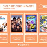 Cartel informativo mostrando portadas de varias películas 