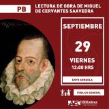 cartel informativo mostrando una foto de la persona Miguel de Cervantes Saavedra