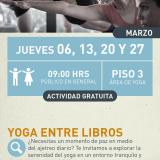 cartel informativo mostrando a varias personas haciendo yoga