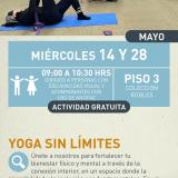 cartel informativo mostrando a personas haciendo yoga