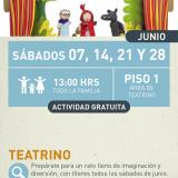 Cartel informativo mostrando tres marionetas del cuento de caperucita roja