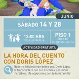 Cartel informativo mostrando a la cuenta cuentos Doris López