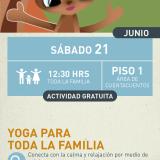 Cartel informativo mostrando un dibujo de una ardilla con un mensaje invitando al taller de yoga
