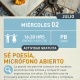 Cartel informativo mostrando unas flores, un juego de llaves y un par de hojas de un libro viejo.
