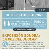 Cartel informativo mostrando a una persona vestida a mallas en lo que parece ser un escenario de una obra, toda la imagen esta a blanco y negro