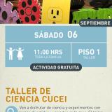 Cartel informativo mostrando varias manualidades que hacen alusión a objetos como toma corrientes, engranes 