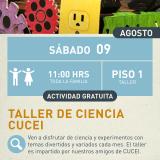Cartel informativo mostrando varias manualidades de varios colores que hacen alusión a engranes, electricidad y tecnologia