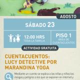 Cartel informativo mostrando a un insecto vestido de detective