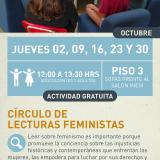 Cartel informativo mostrando un grupo de personas reunidas en circulo platicando