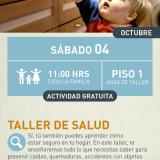 Cartel informativo mostrando a un niño tratando de alcanzar un sarten de una cocina