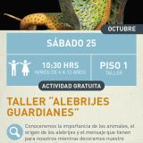Cartel informativo mostrando a un alebrije muy colorido