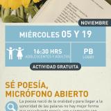 Cartel informativo mostrando varios girasoles adornando un libro de texto