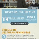 Cartel informativo mostrando un par de personas sosteniendo un libro en lo que parecer ser de fondo una libreria