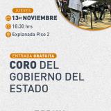 Cartel informativo mostrando a un grupo de personas formando un coro