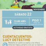 Cartel informativo mostrando a Lucy la detective del cuento 