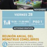 Cartel informativo mostrando un grupo de niños haciendo manualidades