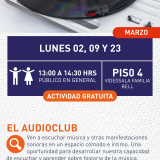 Cartel informativo mostrando un disco de vinilo en su tocadiscos