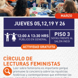 Cartel informativo mostrando un grupo de personas sentadas en circulo 