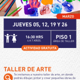 Cartel informativo mostrando una pintura llena con manos de colores