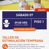 Cartel informativo mostrando varios bebés sentados en una guardería 