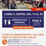 Cartel informativo mostrando un grupo de personas sentadas en una mesa analizando todos el mismo lado de lo que parece ser un salón de clases