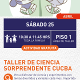 Cartel informativo mostrando dos dibujos de animales vestidos de científicos 