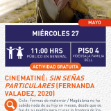 Cartel informativo mostrando una persona de edad mayor, triste, caminando por una calle sola