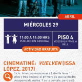 Cartel informativo mostrando un grupo de niños bajo un fondo oscuro 