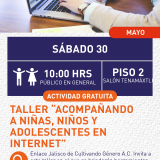 Cartel informativo mostrando las manos de una persona realizando trabajos en una laptop