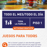 Cartel informativo mostrando varias figuras coloridas de diferentes juegos de mesa